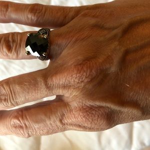 Silver and blank onyx ring